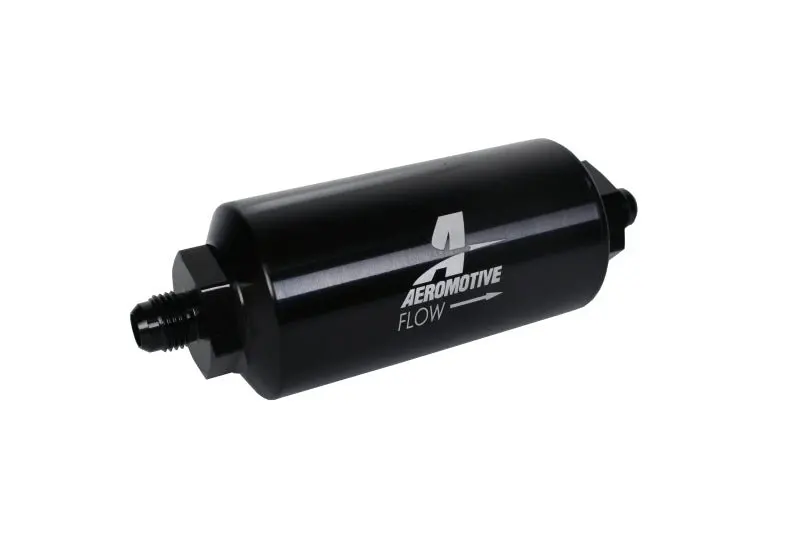 Aeromotive In-Line Filter - (An-6 Male) 40 Micron Stainless Mesh Element Bright Dip Black Finish 1