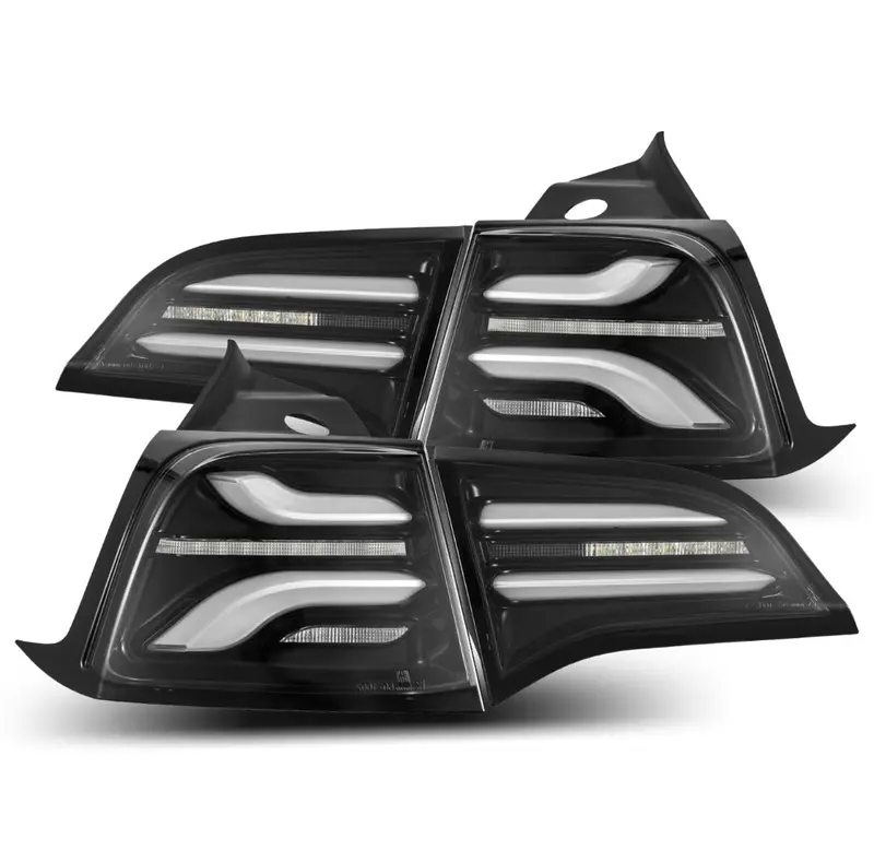 Alpharex 20-22 Tesla Model Y Pro-Series Led Tail Lights Jet Black W/Seq Sig 1