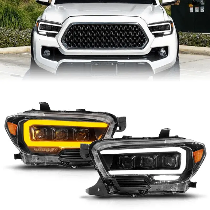 Anzo 16+ Toyota Tacoma Led Projector Headlights W/ Light Bar Sequential Black Housing W/Initiation (Anz111563) 1