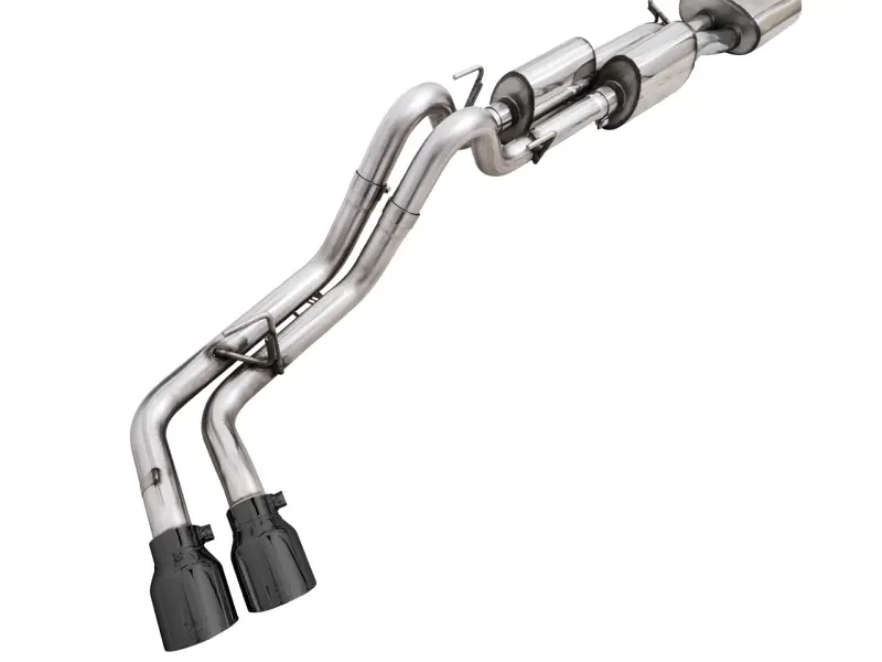 Awe 16-22 Tacoma Dual Diamond Black Tips Catback Exhaust W/ Bashguard 1