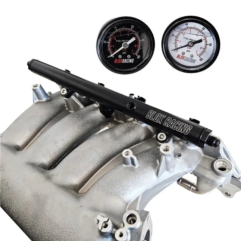 Blox Racing Xtreme Aluminum K-Series Honda Fuel Rail & Gauge Combo 1