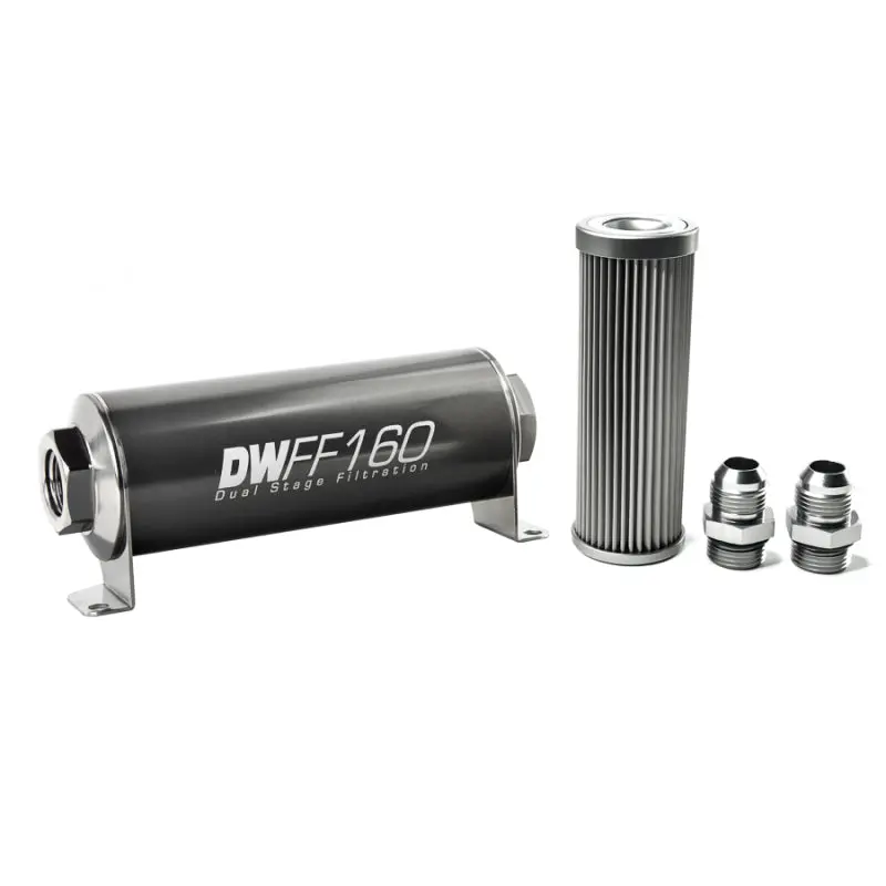 Deatschwerks Stainless Steel 10An 10 Micron Universal Inline Fuel Filter Housing Kit (160Mm) 1