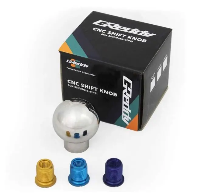 Greddy Shift Knob Ball Type W/Inserts - High Polished Stainless Steel - Fits Most Japanese Cars (10118410) 1