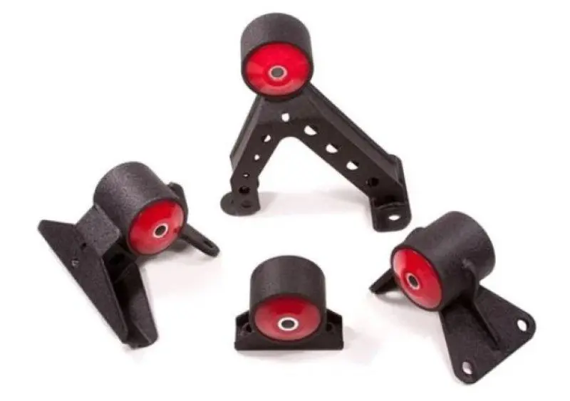 Innovative 07-13 Mitsubishi Evolution 4B11t Black Steel Mounts 75A Bushings 1