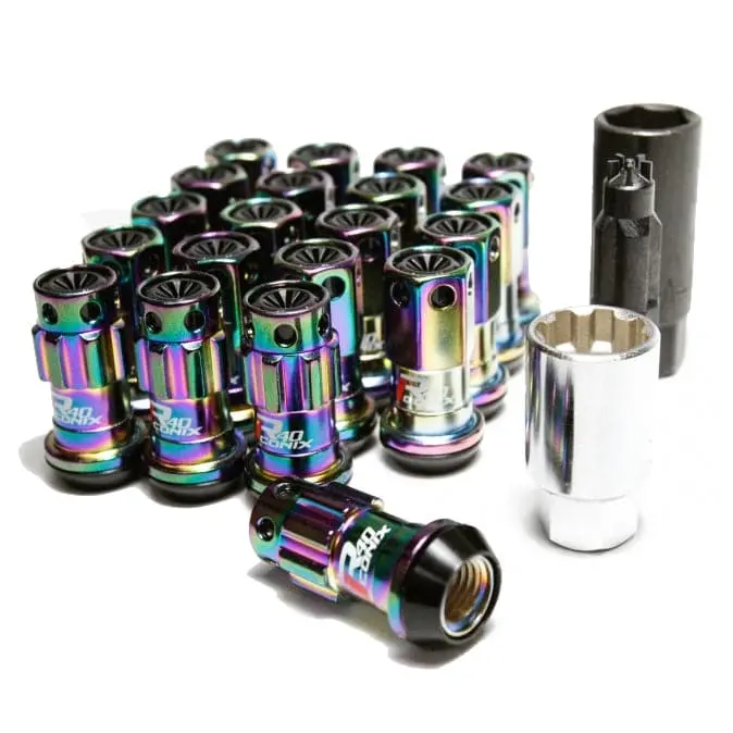Kics R40 Iconix 12X1.5 Neo Chrome W. Locks & Black Aluminum Caps 1