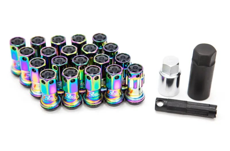 Kics R40 Iconix Neochro Lug Nuts & Locks 14X1.5 Black Caps 1