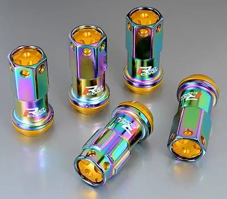 Kics R40 Iconix Neochro Lug Nuts & Locks 14X1.5 Gold Caps 1