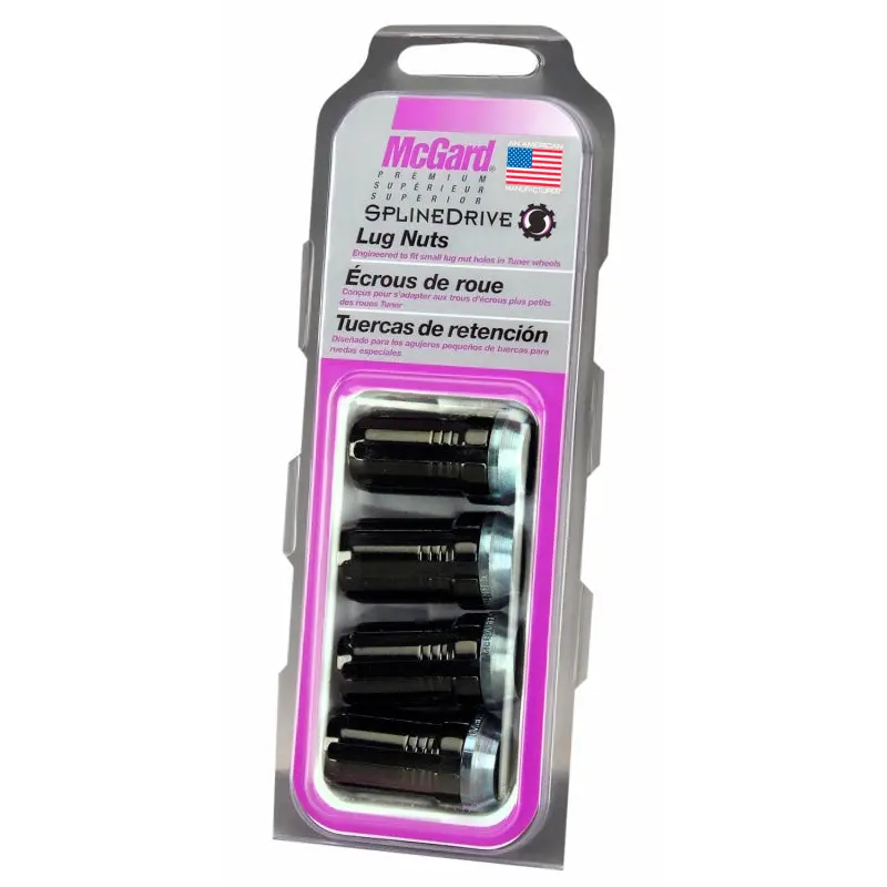 Mcgard Splinedrive Lug Nut (Cone Seat) M14x1.5 / 1.648In. Length (4-Pack) - Black (Req. Tool) (65315Bk) 1