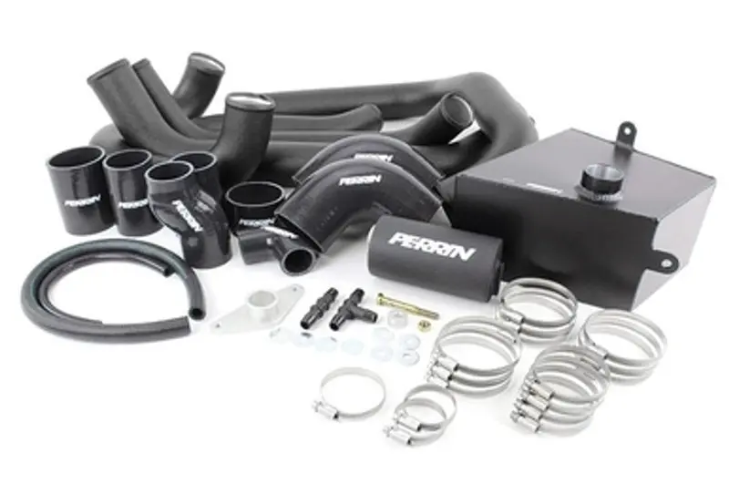 Perrin Performance 2015-21 Subaru Sti Fmic Black Boost Tubes W/ Black Silicone Couplers (Perpsp-Itr-438-2Bk/Bk) 1