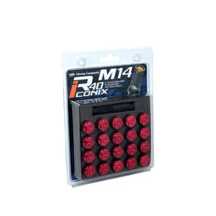 Project Kics 14X1.25 R40 Iconix Aluminum Cap Set - Red (20 Pcs) (Wcia5r) 1