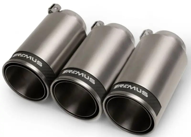 Remus 98Mm Chrome W/Carbon Ring Tail Pipe Set (Triple Tip) For 2018 Honda Civic Type-R Fk8 2.0T - (0036 98Cr) 1