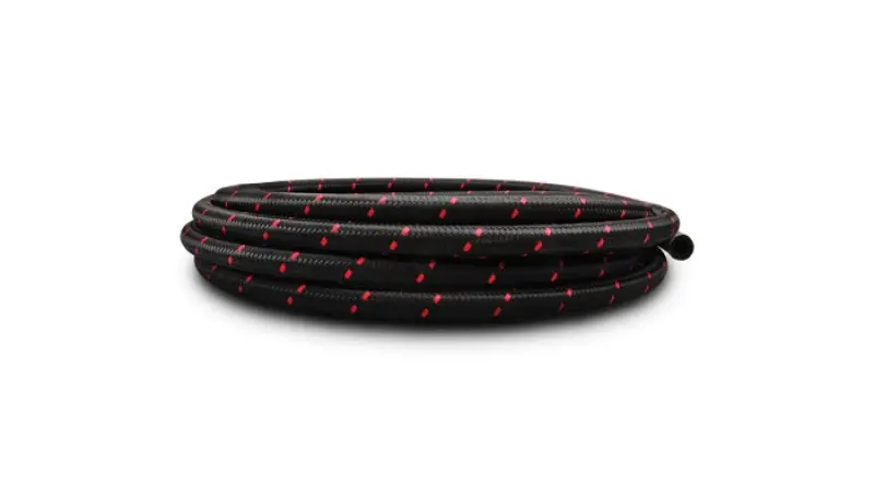 Vibrant -12 An Two-Tone Black/Red Nylon Braided Flex Hose (20 Foot Roll) 1