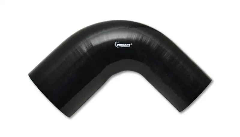 Vibrant 4 Ply Reinforced Silicone 90 Degree Transition Elbow - 3In I.D. X 4In I.D. (Black) 1