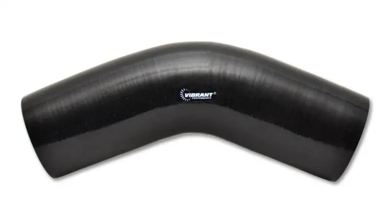 Vibrant 4 Ply Reinforced Silicone Elbow Connector - 2In I.D. - 45 Deg. Elbow (Black) 1