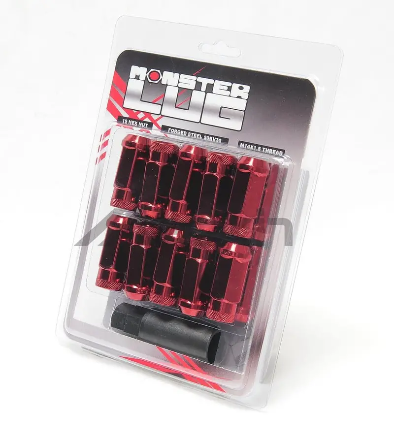 Wheel Mate Monster Open End Lug Nut Set Of 20 - Red 14X1.50 1