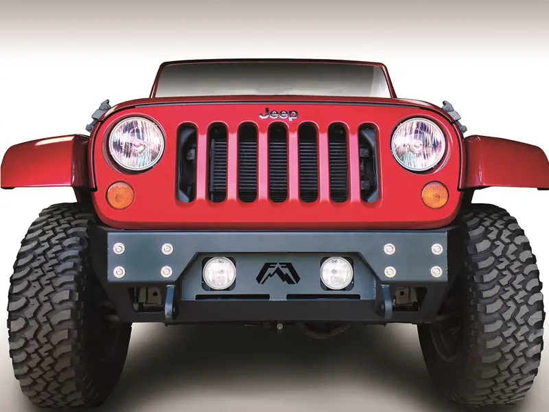 Fab Fours Jk07-B1855-1 Fmj Stubby Winch Bumper – Two-Tone Black Powder Coat For Jeep Jk 1