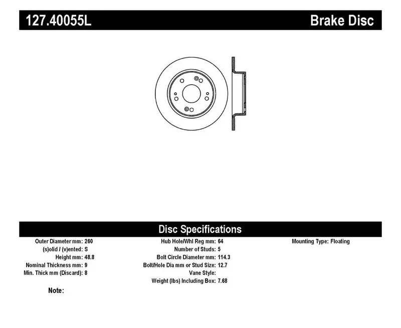 Stoptech 127.40055L Rear Left Sport Brake Rotor – Drilled & Slotted 1