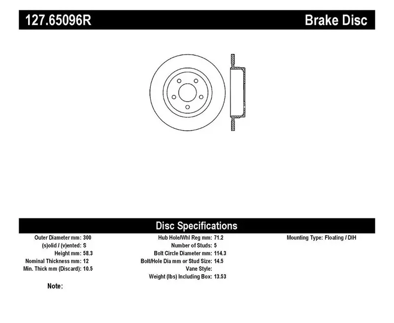 Stoptech 127.65096R Sport-Series Rear Right Brake Rotor – Drilled & Slotted, Direct Replacement 1