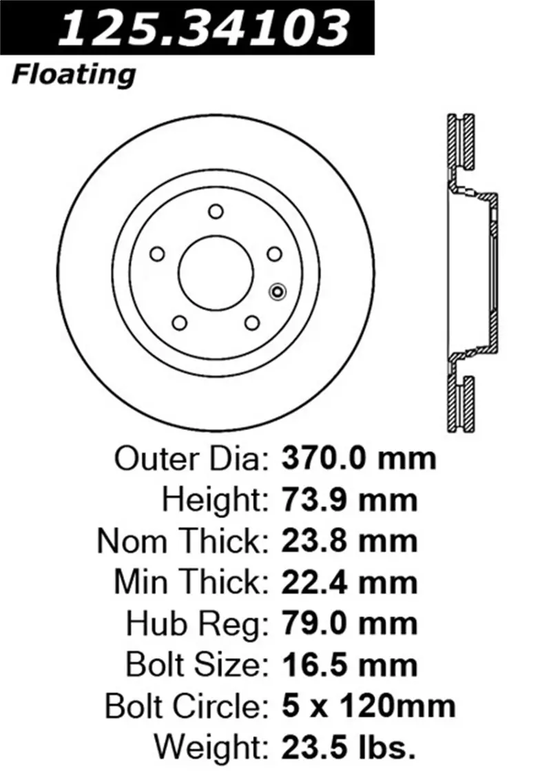 Stoptech Cryotreated Rear Brake Rotor – High-Carbon Steel, 125.34103Cry 1